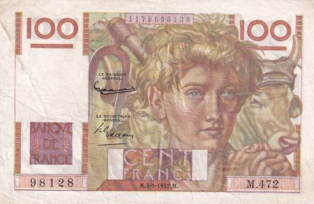 France 100 Francs Paysan - 04-09-1952 - Série M.472 - TTB