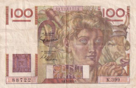 France 100 Francs Paysan - 06-09-1951 - Série K.399 - TTB