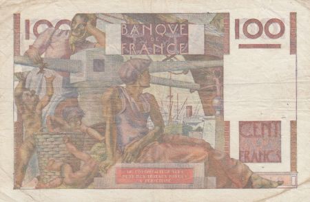 France 100 Francs Paysan - Filigrane inversé - 02-10-1952 Série V.504 - TB+