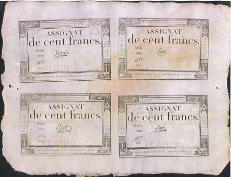 France 100 Francs Planche 4 x 100F 18 Nivose An III