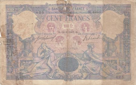 France 100 Francs Rose et Bleu - 14-08-1907 Série H.4885 - B