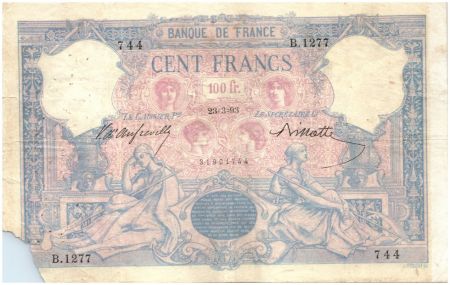 France 100 Francs Rose et Bleu - 1893