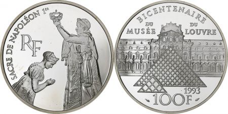France 100 Francs Sacre de Napoléon - 1993  - Argent - avec certificat