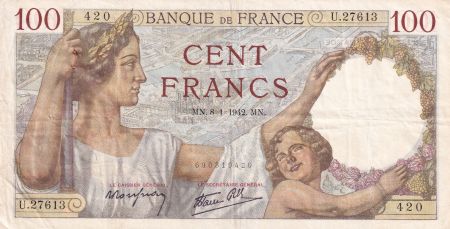 France 100 Francs Sully -  08-01-1942 - Série U.27613