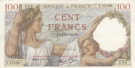 France 100 Francs Sully - 01-08-1940 - Série Y.13188
