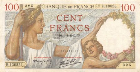 France 100 Francs Sully - 01-08-1940 Série R.13025 - TTB