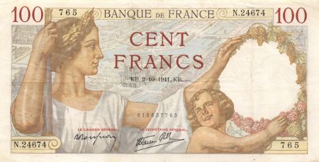 France 100 Francs Sully - 02-10-1941 Série N.24674 - TTB+