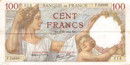 France 100 Francs Sully - 02-10-1941 Série P.24896 - TTB