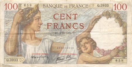 France 100 Francs Sully - 02-11-1939 Série Q.3933 - TB