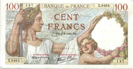 France 100 Francs Sully - 04-04-1940 Série X.9464
