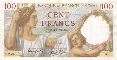 France 100 Francs Sully - 04-09-1941 Série O.24093 - TTB