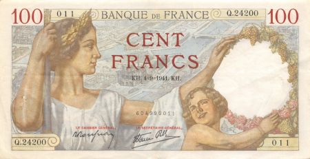 France 100 Francs Sully - 04-09-1941 Série Q.24200 - TTB