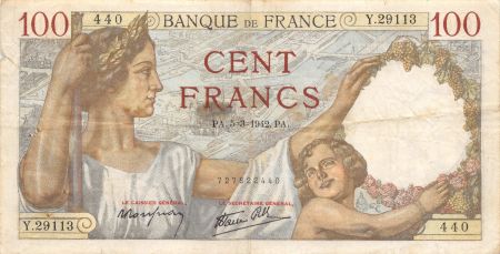 France 100 Francs Sully - 05-03-1942 Série Y.29113 - TB