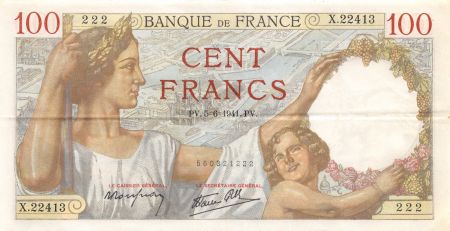 France 100 Francs Sully - 05-06-1941 Série X.22413 - TTB