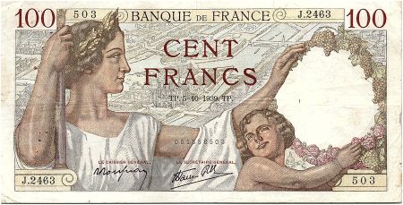 France 100 Francs Sully - 05-10-1939 Série J.2463 - TTB
