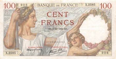 France 100 Francs Sully - 05-10-1939 Série X.2585 - TTB