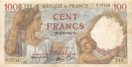 France 100 Francs Sully - 05-12-1940 Série F.17114 - TB