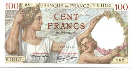 France 100 Francs Sully - 06-06-1940 Série U.11543
