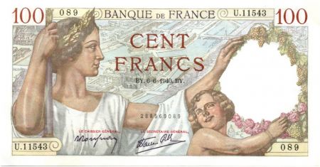 France 100 Francs Sully - 06-06-1940 Série U.11543 SPL