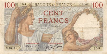 France 100 Francs Sully - 07-12-1939 Série C.4842 - TTB