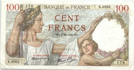 France 100 Francs Sully - 07-12-1939 Série K.4963