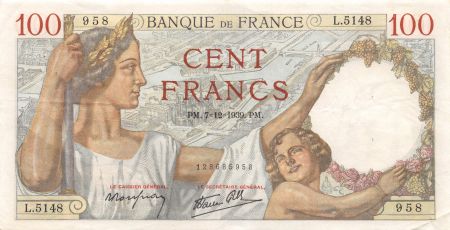 France 100 Francs Sully - 07-12-1939 Série L.5148 - TTB