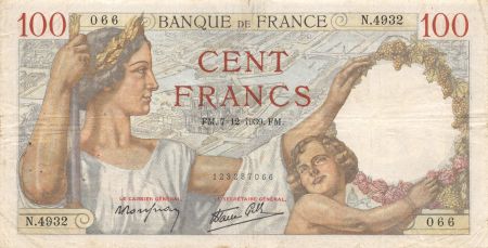 France 100 Francs Sully - 07-12-1939 Série N.4932 - TB+