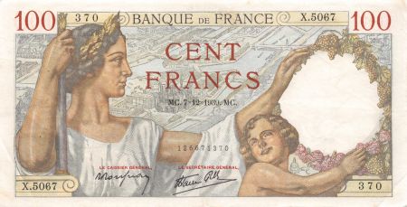 France 100 Francs Sully - 07-12-1939 Série X.5067 - TTB