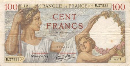 France 100 Francs Sully - 08-01-1942 Série B.27533 - TB