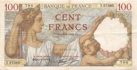 France 100 Francs Sully - 08-01-1942 Série T.27385 - TTB