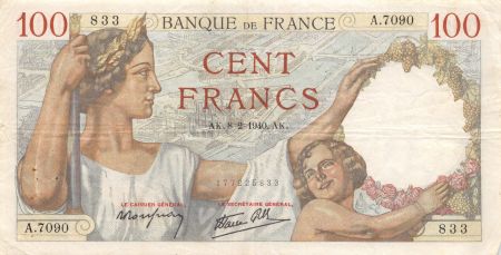 France 100 Francs Sully - 08-02-1940 Série A.7090 - TTB