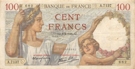 France 100 Francs Sully - 08-02-1940 Série A.7137 - TTB