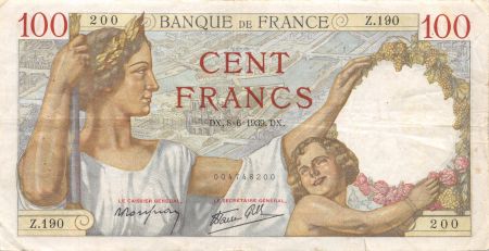 France 100 Francs Sully - 08-06-1939 Série Z.190 - PTTB
