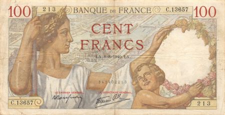 France 100 Francs Sully - 08-08-1940 Série C.13657 - TTB