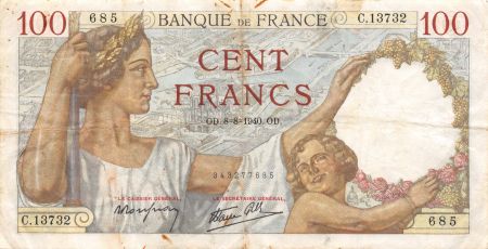 France 100 Francs Sully - 08-08-1940 Série C.13732 - TB