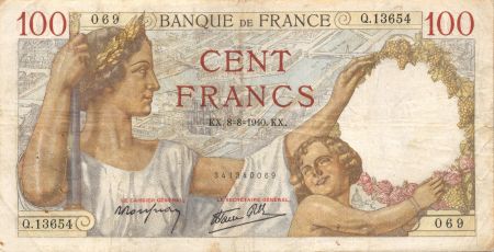 France 100 Francs Sully - 08-08-1940 Série Q.13654 - TB
