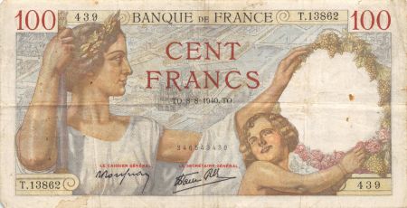 France 100 Francs Sully - 08-08-1940 Série T.13862 - TB