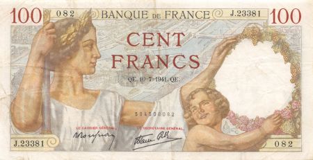 France 100 Francs Sully - 10-07-1941 Série J.23381 - TTB