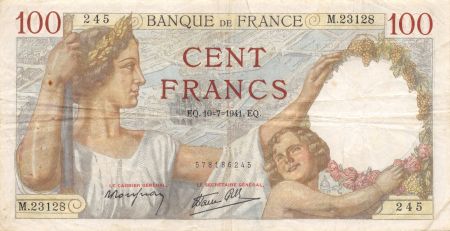 France 100 Francs Sully - 10-07-1941 Série M.23128 - TB