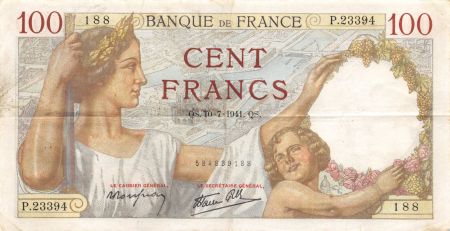 France 100 Francs Sully - 10-07-1941 Série P.23394 - TTB