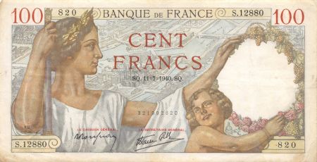 France 100 Francs Sully - 11-07-1940 Série S.12880 - TB