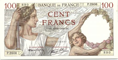 France 100 Francs Sully - 12-10-1939 Série P.2806 - TTB +