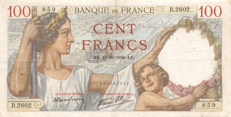 France 100 Francs Sully - 12-10-1939 Série R.2602 - TB