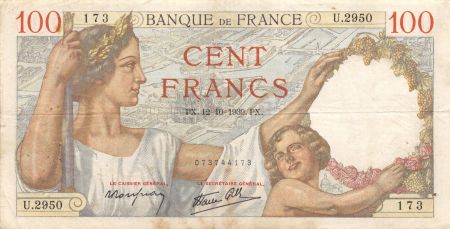 France 100 Francs Sully - 12-10-1939 Série U.2950 - TTB