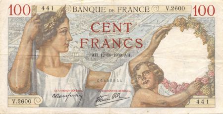 France 100 Francs Sully - 12-10-1939 Série V.2600 - TB