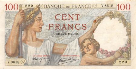 France 100 Francs Sully - 14-03-1940 Série V.8618 - TTB