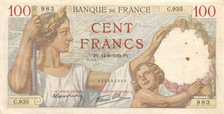France 100 Francs Sully - 14-09-1939 Série C.935 - TTB