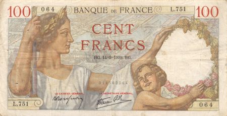 France 100 Francs Sully - 14-09-1939 Série L.751 - TB