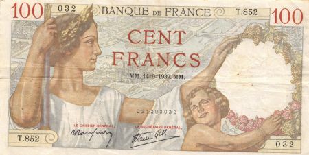 France 100 Francs Sully - 14-09-1939 Série T.852 - TTB