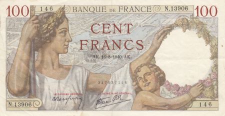 France 100 Francs Sully - 16-08-1940 - Série N.13906